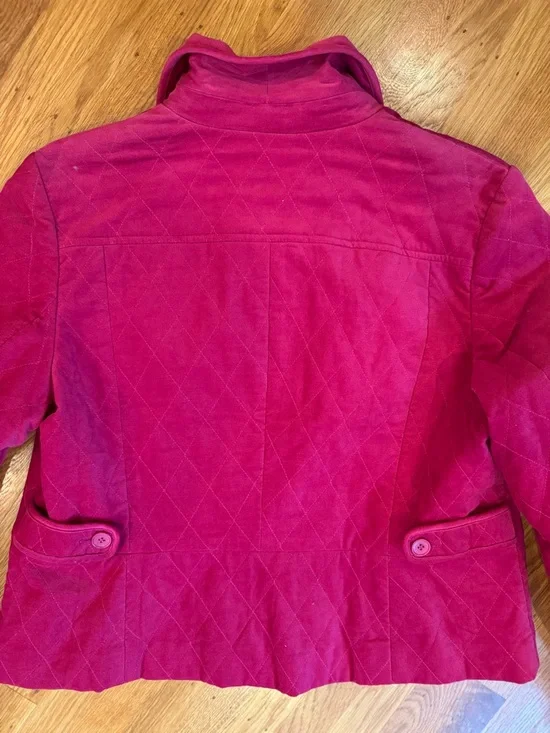 Talbots Quilted Raspberry-Pink Button-Front Jacket - Picture 2 of 4